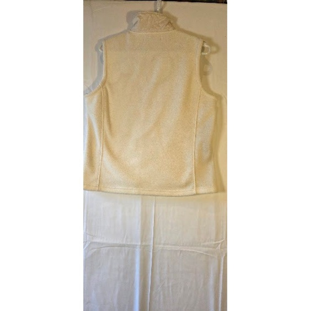 Barrage Womens Quilted Fleece Back Vest Cream Off-White Full Zip Mock Neck L - Picture 4 of 4